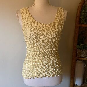 0319 Vintage Y2K champagne colored popcorn, tank top satin off-white one size
